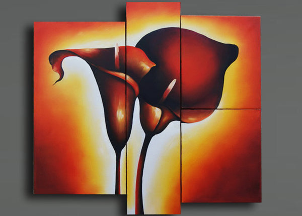 Multi Panels Floral Painting 391 - 33 x 32in