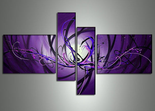 Purple Abstract Art Painting 692 - 63x32in