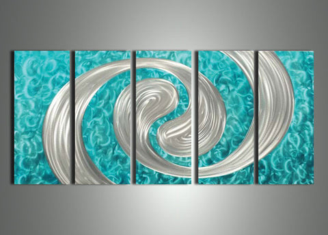 Blue Metal Wall Art Painting - 60x24in