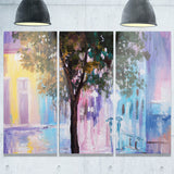 couple walking in rain abstract landscape canvas print PT6017