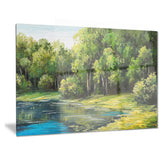 Summer Day Lake in Forest Landscape Canvas Artwork
