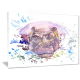 hippopotamus watercolor animal canvas artwork PT6032