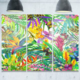 tropical leaves and flowers floral canvas artwork PT6075