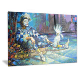 the harlequin and white parrot contemporary canvas print PT6080