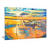 boat and jetty at sunset landscape canvas artwork PT6084