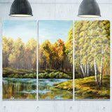 green autumn lake landscape canvas artwork PT6097