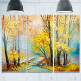 yellow falling forest landscape canvas art print PT6111