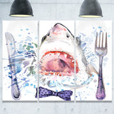 hungry shark illustration animal canvas art print PT6132