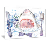 hungry shark illustration animal canvas art print PT6132