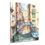 venice, canal meeting bridge cityscape canvas art print PT6135