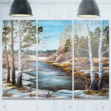 the spring siberian river landscape canvas art print PT6169