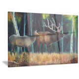 wandering deer in forest animal canvas art print PT6178