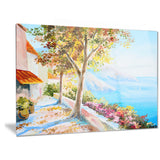 house and sea in the fall landscape canvas art print PT6210