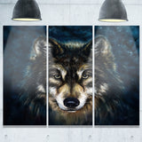 smiling wolf animal canvas wall art print PT6212