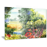 watercolor landscape with flowers landscape canvas print PT6214
