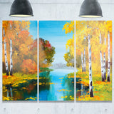 birch forest near the river landscape canvas print PT6223