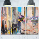 canal in venice with flowers cityscape canvas art print PT6231