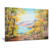 Mountain Lake in the Fall Landscape Canvas Art Print