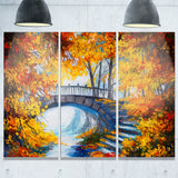 fall forest with a bridge landscape canvas artwork PT6240