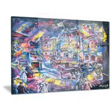 surreal city in graphics abstract canvas art print PT6294