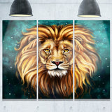 lion head in blue animal canvas art print PT6331