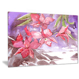 Red Orchid with Sea Floral Canvas Art Print