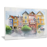 little city in watercolor landscape canvas print PT6378