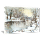 white bridge over river landscape canvas print PT6400