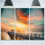 wooden pier landscape photo canvas art print PT6424