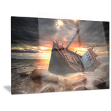 fishing boat beached landscape photography canvas print PT6452