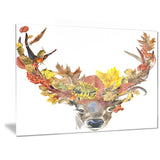 Roe Deer with Flowers Digital Art Floral Canvas Print