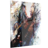 woman and horse with flying eagle collage canvas art print PT6541