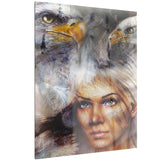 woman with flying eagles portrait canvas art print PT6544