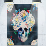 watercolor vector skull floral digital canvas art print PT6630