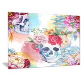 ethnic skull with flowers floral canvas art print PT6631