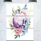 skull with flower borders digital floral canvas art print PT6633