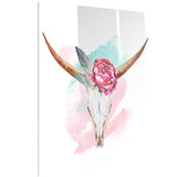bull skull and flower floral digital canvas art print PT6634