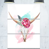 bull skull and flower floral digital canvas art print PT6634