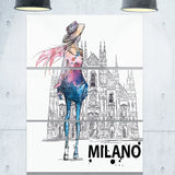 girl on a milano duomo contemporary canvas art print PT6643