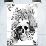 peony watercolor skull digital canvas art print PT6648