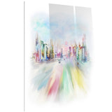 silhouette of big city digital cityscape canvas art print PT6667