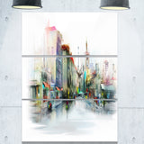 illustration of city street cityscape canvas print PT6677