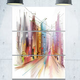 road in city illustration art cityscape canvas art print PT6691