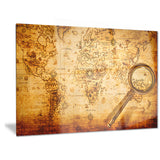 magnifying glass on world map digital canvas art print PT6703
