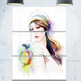 woman with perfume bottle portrait contemporary canvas art print PT6710