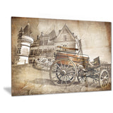 medieval castle with carriage contemporary canvas art print PT6714