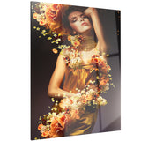 sensual woman in flower robes portrait digital canvas print PT6906