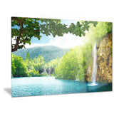waterfall in deep forest landscape photography canvas print PT6940