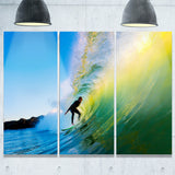 surfer beating green waves photo canvas art print PT6990