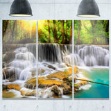 wide view of erawan waterfall landscape canvas print PT7096